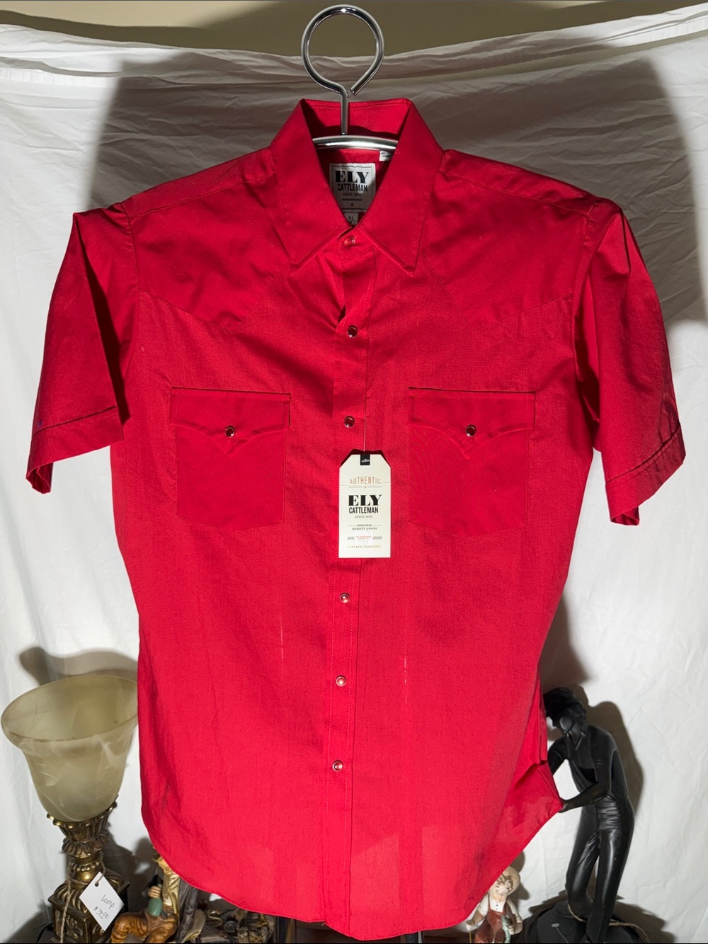 Ely Cattleman Red Short Sleeve Western Snap Shirt